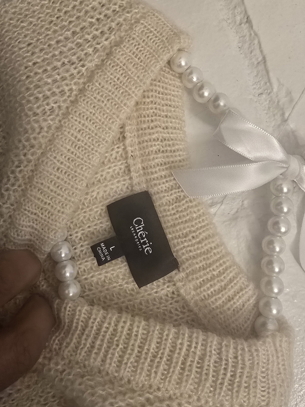 Chérie Soft Cream Crewneck Sweater , Ideal for going out on a Saturday night.